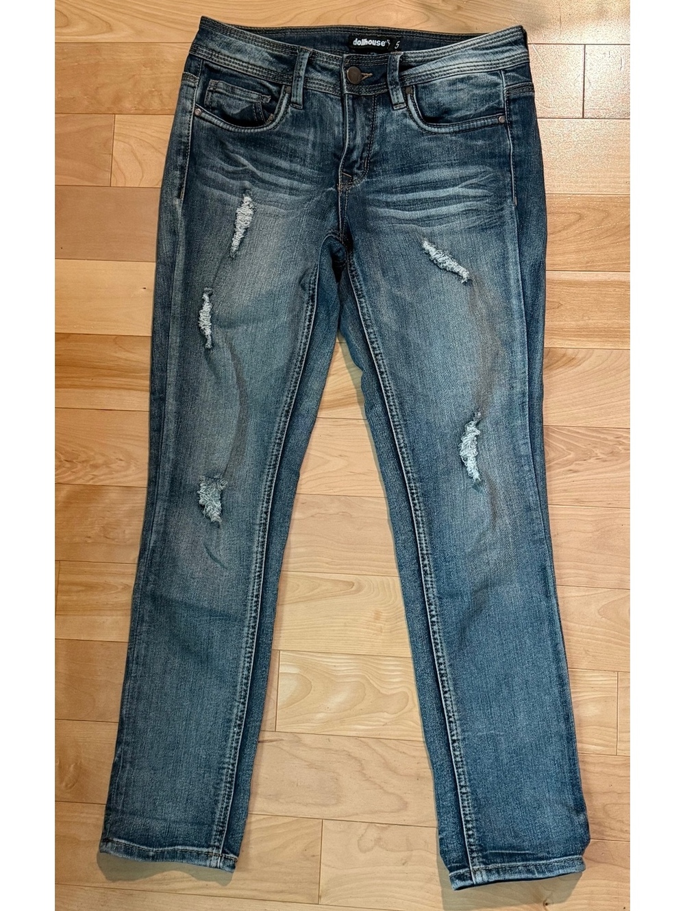 Dollhouse Blue Distressed Skinny Denim Jeans, Size Small, Very Good Condition